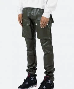 Mnml Leather Snap Cargo Pants - Olive