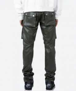 Mnml Leather Snap Cargo Pants - Olive