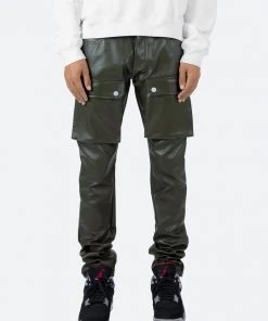 Mnml Leather Snap Cargo Pants - Olive