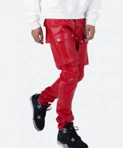 Mnml Bottoms Leather Snap Cargo Pants - Red