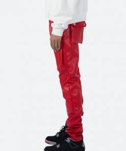 Mnml Bottoms Leather Snap Cargo Pants - Red