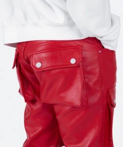 Mnml Bottoms Leather Snap Cargo Pants - Red