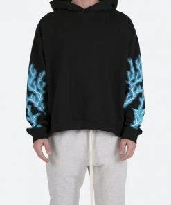 Mnml Lightning Cropped Hoodie - Black