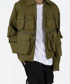 Mnml Lightweight Cargo Jacket - Olive Outerwear
