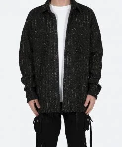 Mnml Loose Woven Flannel Shirt - Black