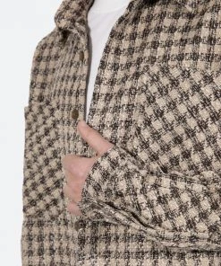 Mnml Tops Loose Woven Flannel Shirt - Brown