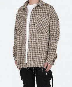 Mnml Tops Loose Woven Flannel Shirt - Brown