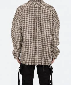Mnml Tops Loose Woven Flannel Shirt - Brown