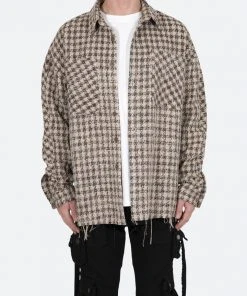 Mnml Tops Loose Woven Flannel Shirt - Brown