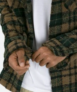 Mnml Tops Loose Woven Flannel Shirt - Green/Black