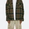 Mnml Tops Loose Woven Flannel Shirt - Green/Black