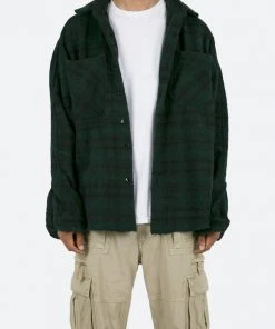 Mnml Loose Woven Flannel Shirt - Navy/Green