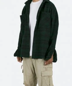 Mnml Loose Woven Flannel Shirt - Navy/Green