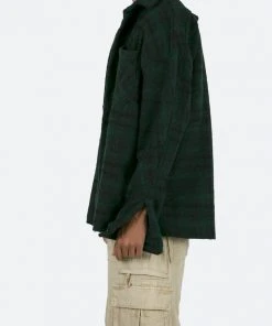 Mnml Loose Woven Flannel Shirt - Navy/Green