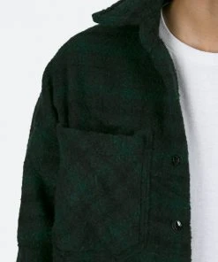 Mnml Loose Woven Flannel Shirt - Navy/Green