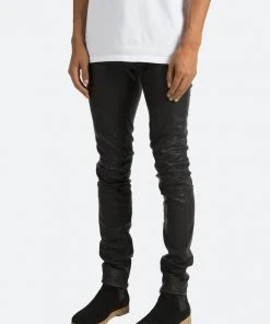 Mnml M134 Leather Pants - Black Denim