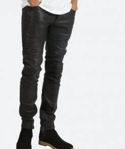 Mnml M134 Leather Pants - Black Denim