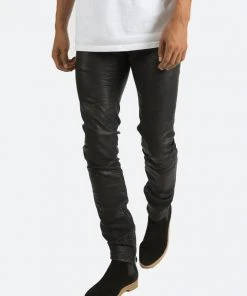 Mnml M134 Leather Pants - Black Denim