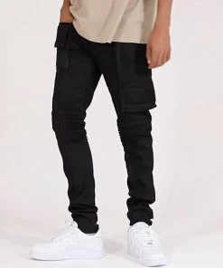 Mnml M329 Waxed Cargo Slim Denim - Black