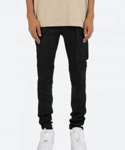 Mnml M329 Waxed Cargo Slim Denim - Black