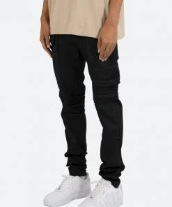 Mnml M329 Waxed Cargo Slim Denim - Black