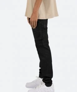 Mnml M329 Waxed Cargo Slim Denim - Black