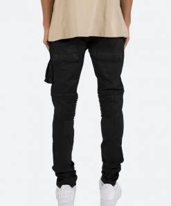 Mnml M329 Waxed Cargo Slim Denim - Black
