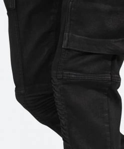 Mnml M329 Waxed Cargo Slim Denim - Black
