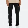 Mnml M329 Waxed Cargo Slim Denim - Black