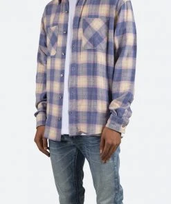 Mnml Metal Button Flannel - Blue/Yellow