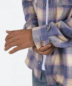 Mnml Metal Button Flannel - Blue/Yellow