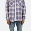Mnml Metal Button Flannel - Blue/Yellow