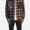 Mnml Tops Mismatch Flannel Shirt - Brown/Grey