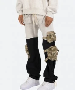 Mnml Bottoms Mixed Material Cargo Pants - Black/Grey