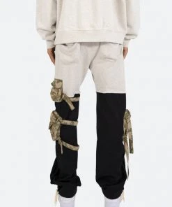 Mnml Bottoms Mixed Material Cargo Pants - Black/Grey