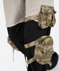 Mnml Bottoms Mixed Material Cargo Pants - Black/Grey