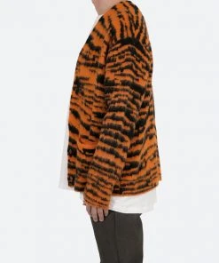 Mnml Mohair Zebra Cardigan Sweater - Orange/Black