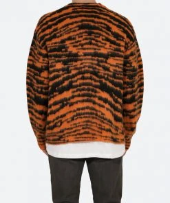 Mnml Mohair Zebra Cardigan Sweater - Orange/Black