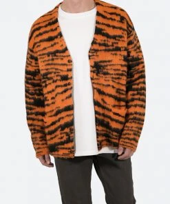 Mnml Mohair Zebra Cardigan Sweater - Orange/Black