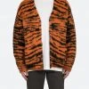 Mnml Mohair Zebra Cardigan Sweater - Orange/Black