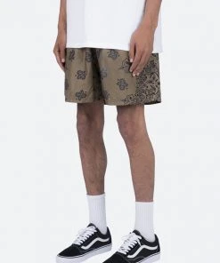 Mnml Nylon Paisley Shorts - Brown Bottoms