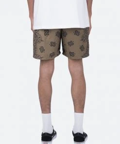 Mnml Nylon Paisley Shorts - Brown Bottoms