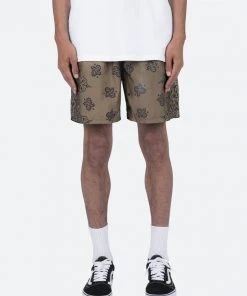 Mnml Nylon Paisley Shorts - Brown Bottoms