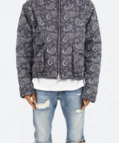 Mnml Outerwear Paisley Cropped Puffer - Black