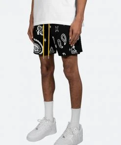 Mnml Bottoms Paisley Knit Shorts - Black