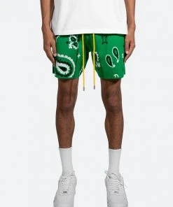 Mnml Paisley Knit Shorts - Green Bottoms