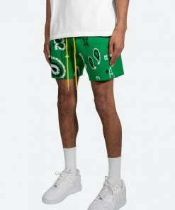Mnml Paisley Knit Shorts - Green Bottoms