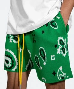Mnml Paisley Knit Shorts - Green Bottoms