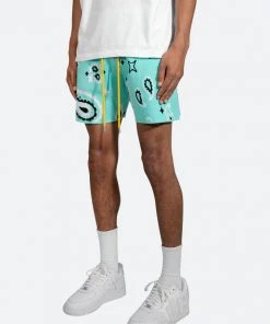 Mnml Paisley Knit Shorts - Teal Bottoms