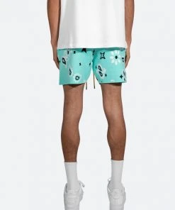 Mnml Paisley Knit Shorts - Teal Bottoms